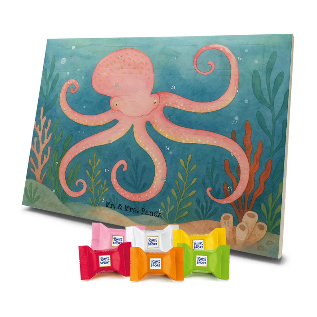 Chocolate advent calendar Squid Design card, gift ideas, gifts, small animals, cute, cute animal motives, hand drawn, funny sayings, good mood, special gifts, animal lover, ocean, water, octopus, arms, sea animal, squid
