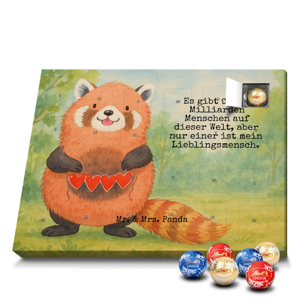 Chocolate advent calendar red panda Design card, gift ideas, gifts, small animals, cute, cute animal motives, hand drawn, funny sayings, good mood, special gifts, animal lover, darling, favourite person, red, heart