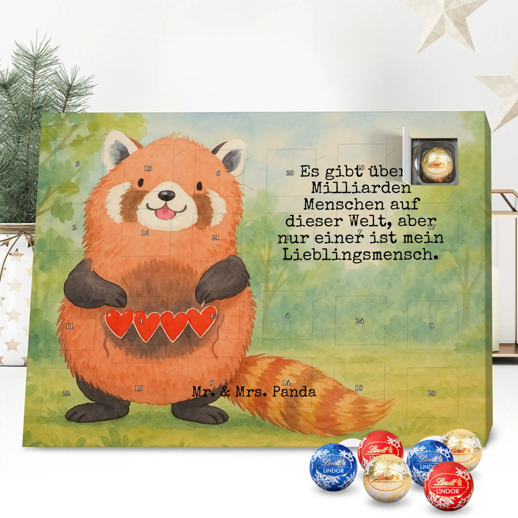 Chocolate advent calendar red panda Design card, gift ideas, gifts, small animals, cute, cute animal motives, hand drawn, funny sayings, good mood, special gifts, animal lover, darling, favourite person, red, heart