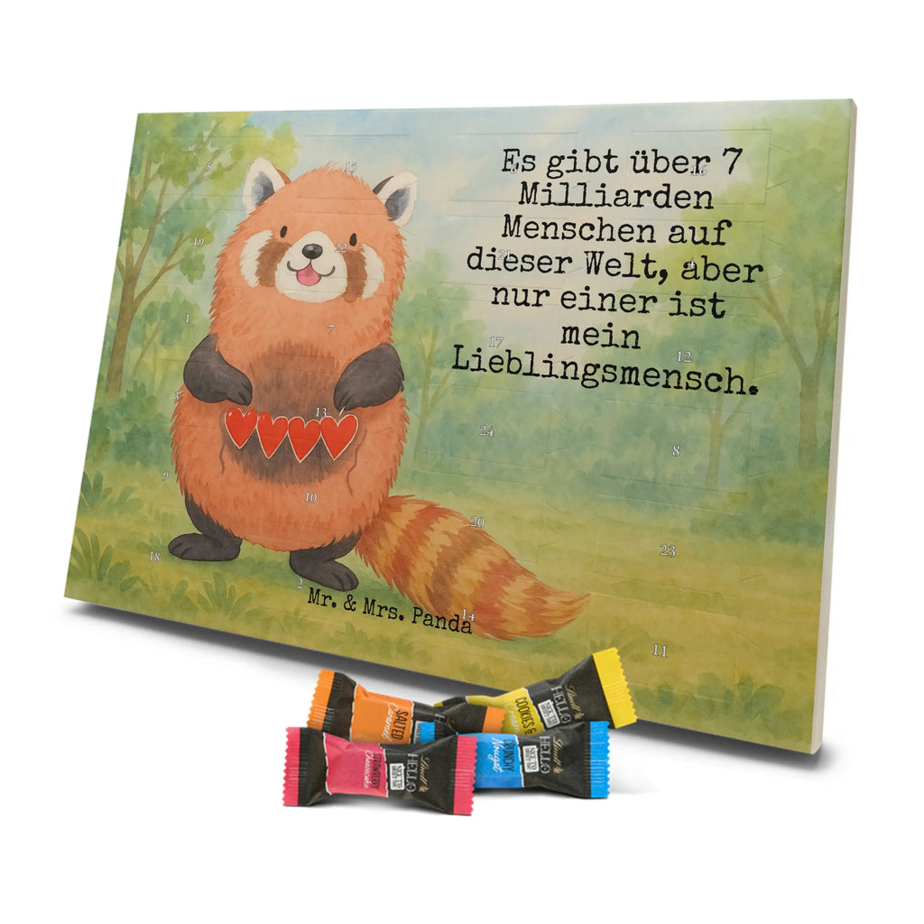 Chocolate advent calendar red panda Design card, gift ideas, gifts, small animals, cute, cute animal motives, hand drawn, funny sayings, good mood, special gifts, animal lover, darling, favourite person, red, heart