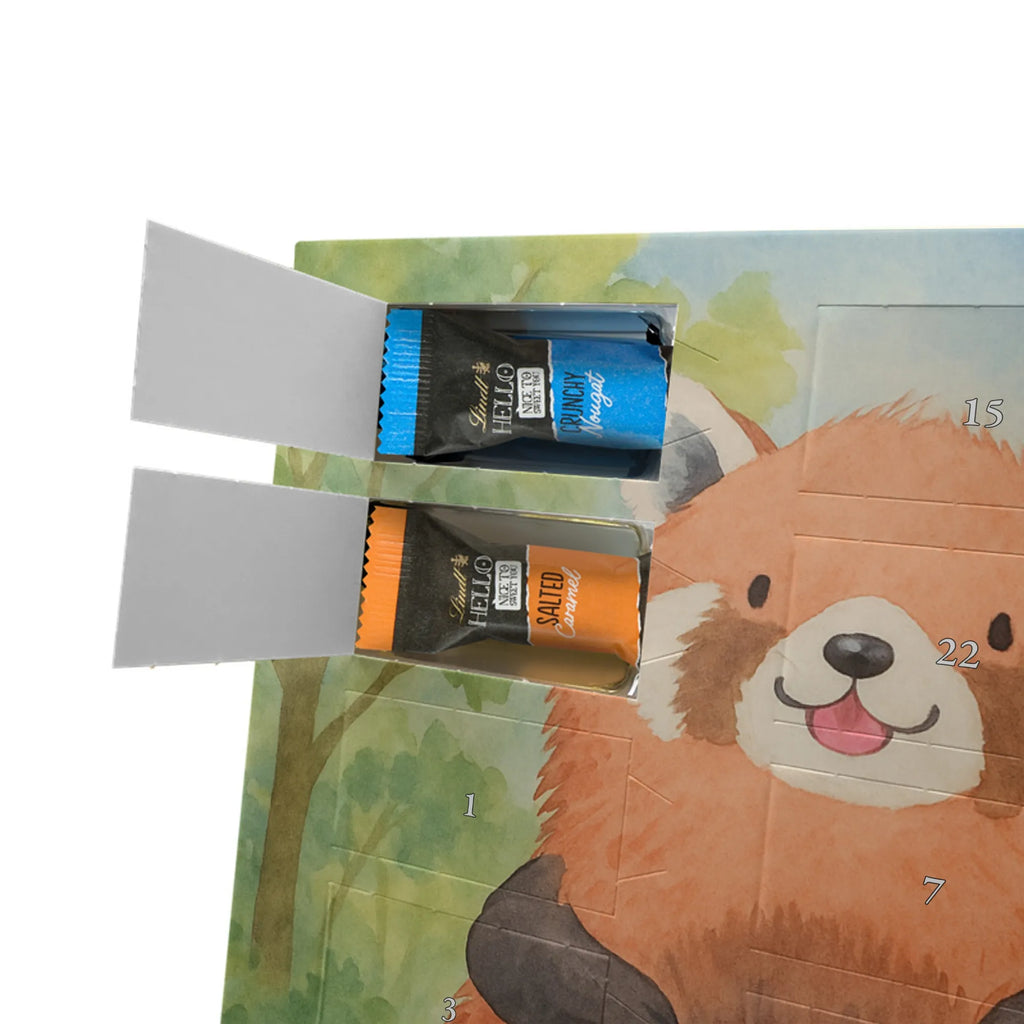 Chocolate advent calendar red panda Design card, gift ideas, gifts, small animals, cute, cute animal motives, hand drawn, funny sayings, good mood, special gifts, animal lover, darling, favourite person, red, heart