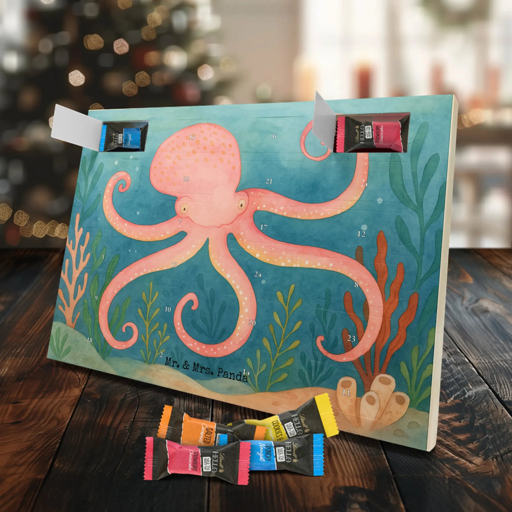 Chocolate advent calendar Squid Design card, gift ideas, gifts, small animals, cute, cute animal motives, hand drawn, funny sayings, good mood, special gifts, animal lover, ocean, water, octopus, arms, sea animal, squid