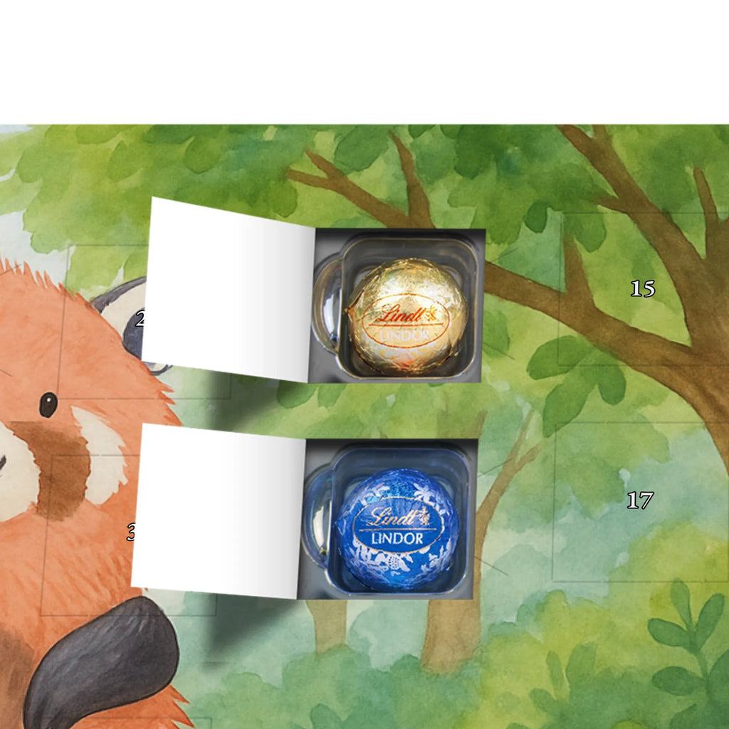 Chocolate advent calendar red panda Design card, gift ideas, gifts, small animals, cute, cute animal motives, hand drawn, funny sayings, good mood, special gifts, animal lover, darling, favourite person, red, heart