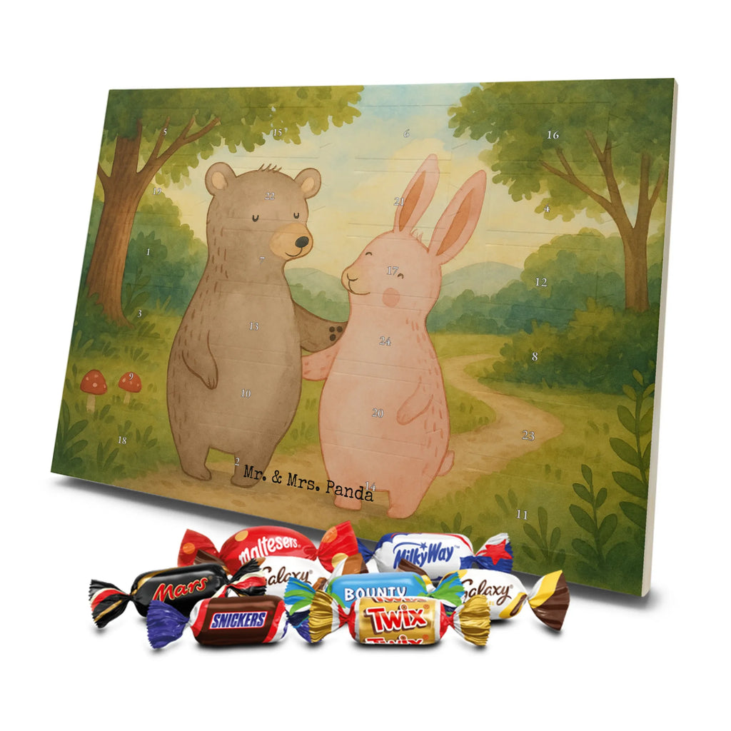 Chocolate advent calendar bear and rabbit Embrace Design Loving, Two, Together, Marriage, Proposal of marriage, Love gift, gift for her, gift for him, anniversary gift, friends, best friend, rabbit