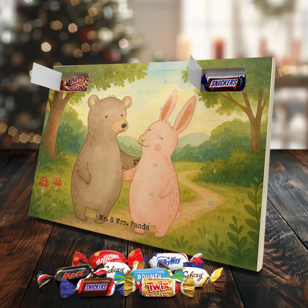 Chocolate advent calendar bear and rabbit Embrace Design Loving, Two, Together, Marriage, Proposal of marriage, Love gift, gift for her, gift for him, anniversary gift, friends, best friend, rabbit
