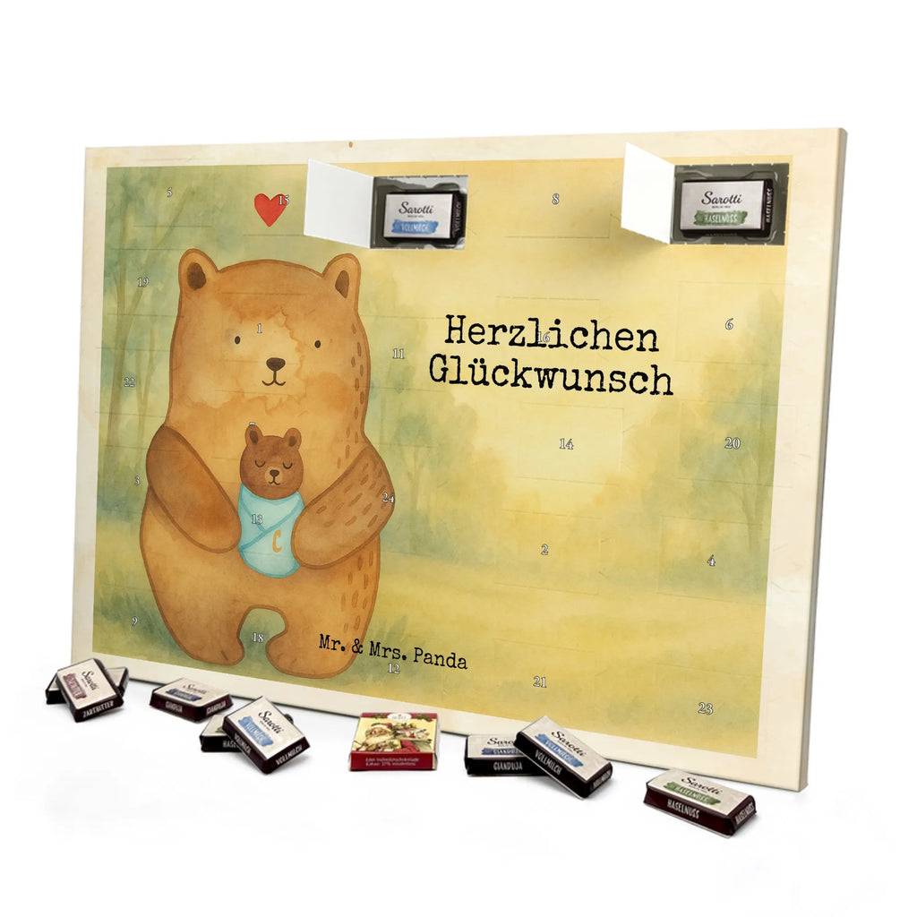 Chocolate advent calendar bear infant Design teddy bear, cuddly toy, grandchild, baptism, baptized child, nephew, birth, mother, birthday, parents, grandson, congratulations, niece