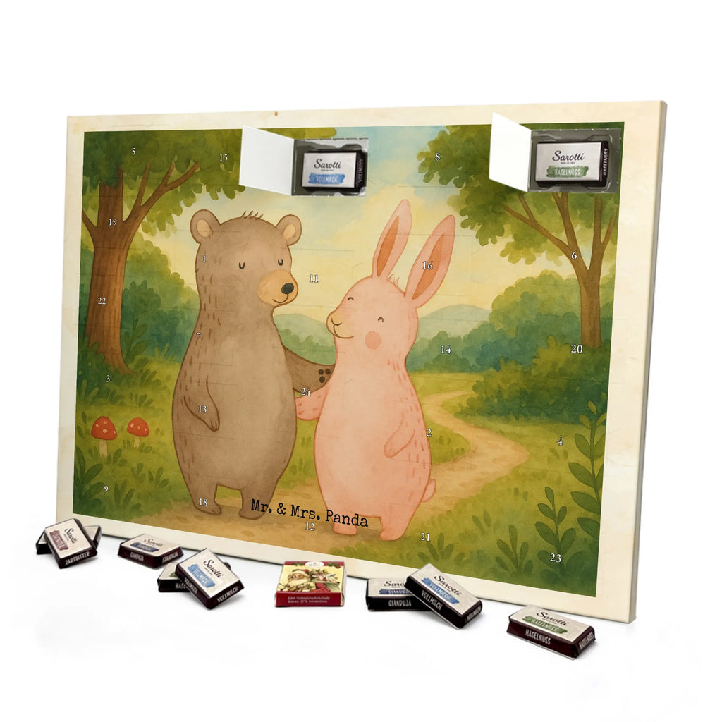 Chocolate advent calendar bear and rabbit Embrace Design Loving, Two, Together, Marriage, Proposal of marriage, Love gift, gift for her, gift for him, anniversary gift, friends, best friend, rabbit