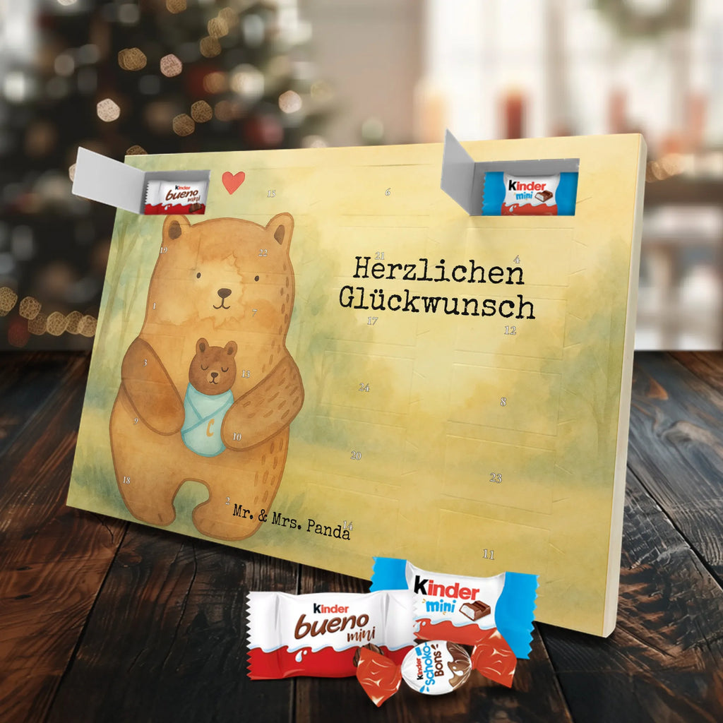 Chocolate advent calendar bear infant Design teddy bear, cuddly toy, grandchild, baptism, baptized child, nephew, birth, mother, birthday, parents, grandson, congratulations, niece