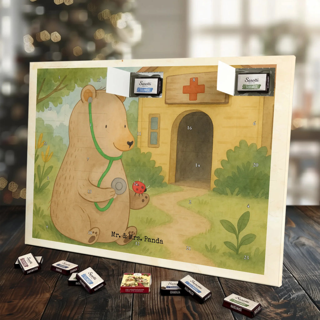 Chocolate advent calendar bear Physician Design teddy bear, cuddly toy, Doctor