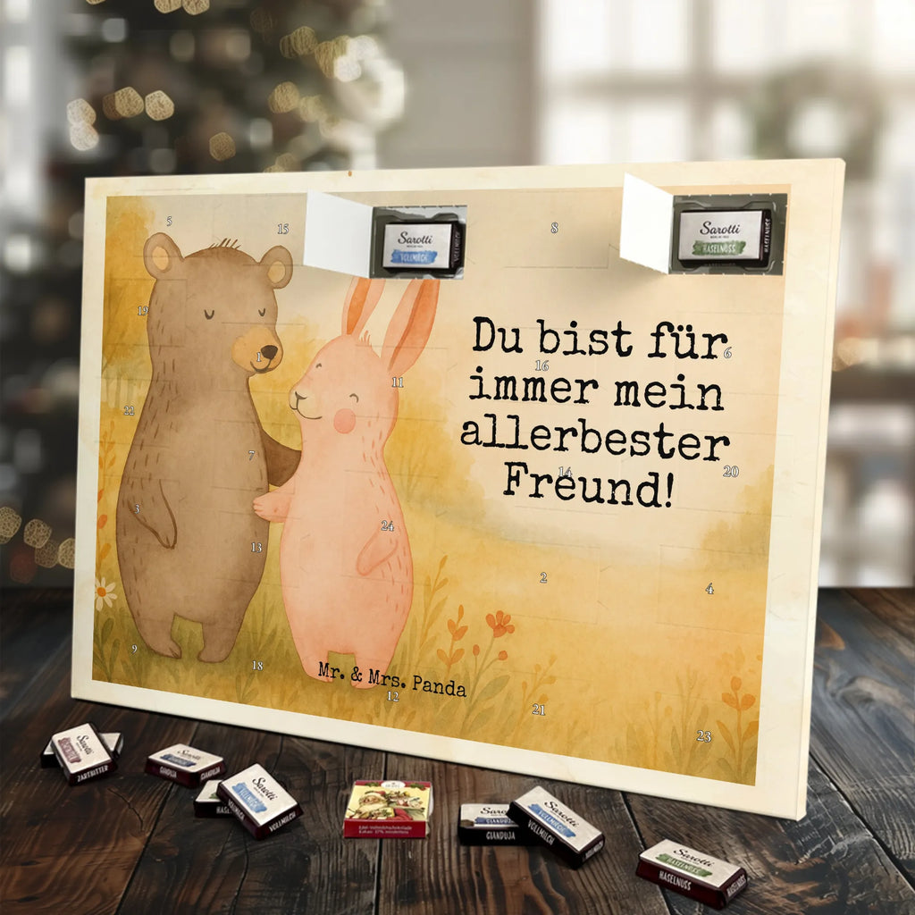 Chocolate advent calendar bear and rabbit Embrace Design Loving, Two, Together, Marriage, Proposal of marriage, Love gift, gift for her, gift for him, anniversary gift, friends, best friend, rabbit