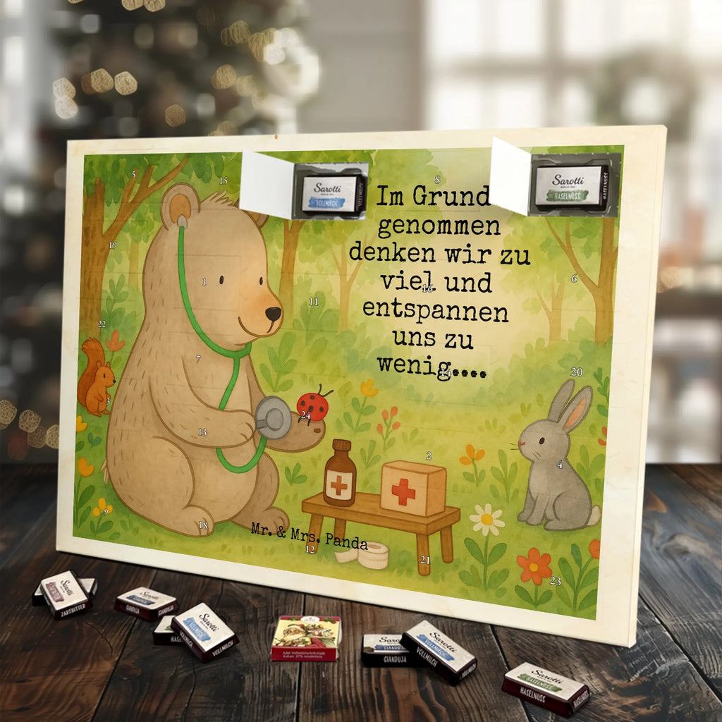 Chocolate advent calendar bear Physician Design teddy bear, cuddly toy, Doctor