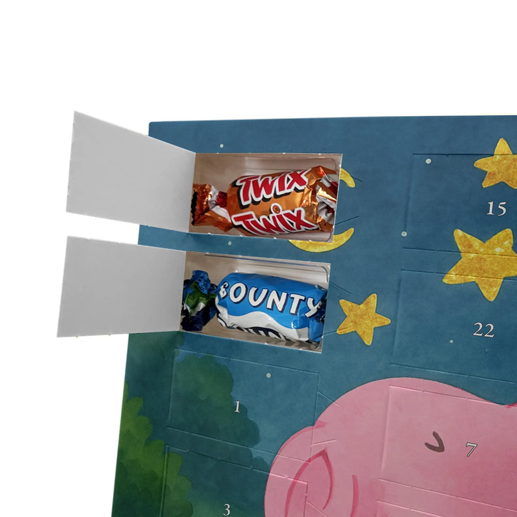 Chocolate advent calendar Pig Luck Design card, gift ideas, gifts, small animals, cute, cute animal motives, hand drawn, funny sayings, good mood, special gifts, animal lover, asterisks, stars, piglet, goals, lucky charm, Lucky bastard. Luck