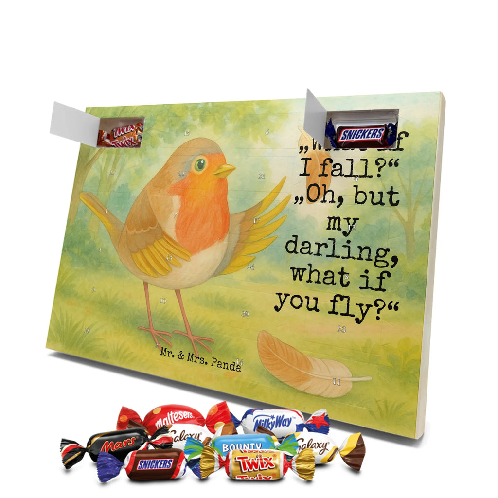 Chocolate advent calendar robin feathers Design card, gift ideas, gifts, small animals, cute, cute animal motives, hand drawn, funny sayings, good mood, special gifts, animal lover, bird, slogan courage, flying, motivation pictures, robin, motivation slogans, slogan motivation