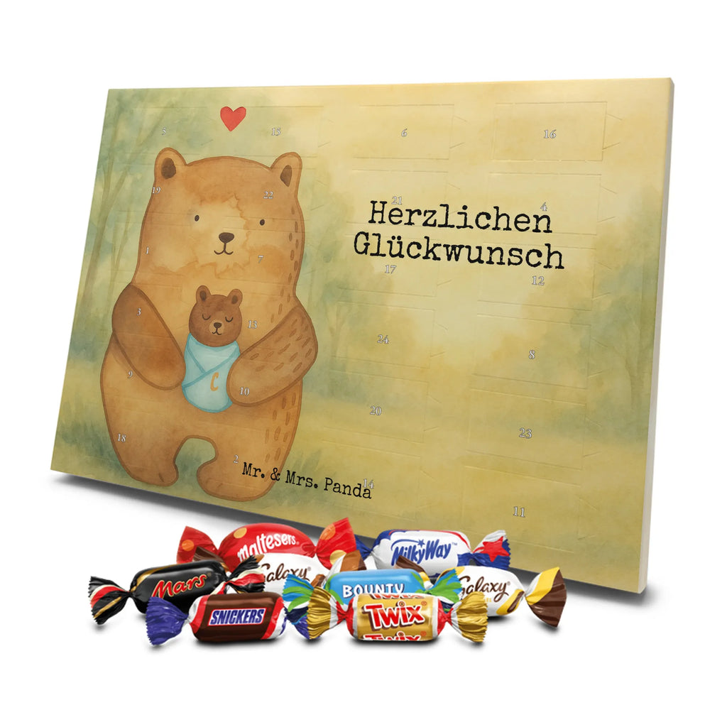 Chocolate advent calendar bear infant Design teddy bear, cuddly toy, grandchild, baptism, baptized child, nephew, birth, mother, birthday, parents, grandson, congratulations, niece