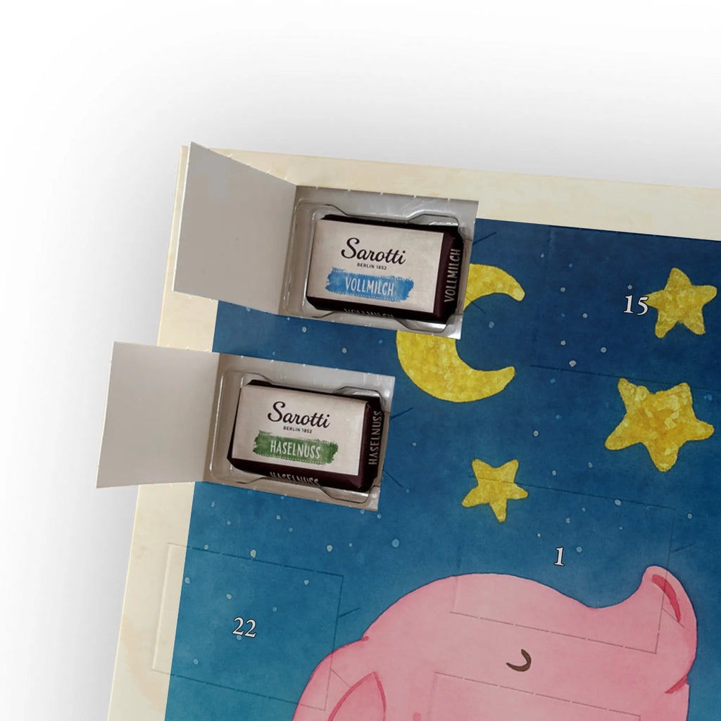 Chocolate advent calendar Pig Luck Design card, gift ideas, gifts, small animals, cute, cute animal motives, hand drawn, funny sayings, good mood, special gifts, animal lover, asterisks, stars, piglet, goals, lucky charm, Lucky bastard. Luck