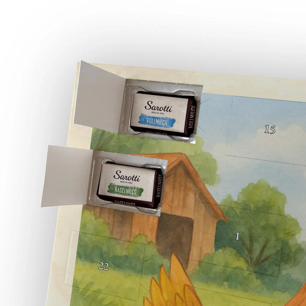 Chocolate advent calendar Chicken Proud Design farm, farm animals, animals, birth, pregnancy, cock, hen, yard, saying, magic, eggs, country life, chicken