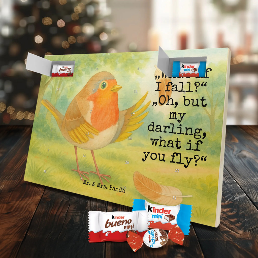 Chocolate advent calendar robin feathers Design card, gift ideas, gifts, small animals, cute, cute animal motives, hand drawn, funny sayings, good mood, special gifts, animal lover, bird, slogan courage, flying, motivation pictures, robin, motivation slogans, slogan motivation