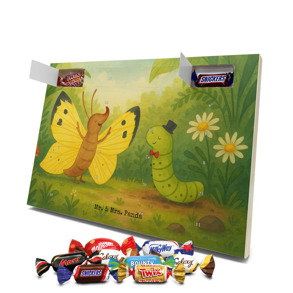 Chocolate advent calendar Caterpillar butterfly Design card, gift ideas, gifts, small animals, cute, cute animal motives, hand drawn, funny sayings, good mood, special gifts, animal lover, development, Caterpillar, butterfly, lemon butterfly, growing up, cocoon, hat, beauty