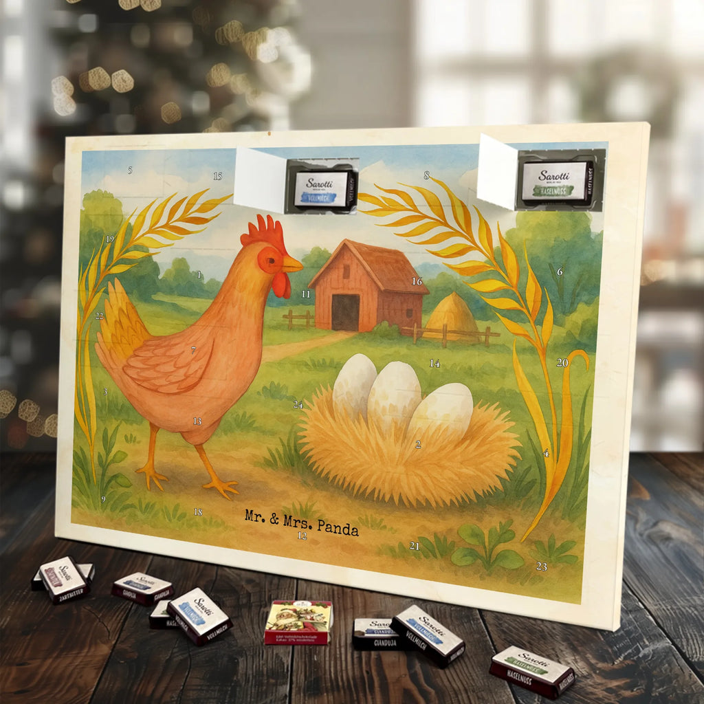 Chocolate advent calendar Chicken Proud Design farm, farm animals, animals, birth, pregnancy, cock, hen, yard, saying, magic, eggs, country life, chicken