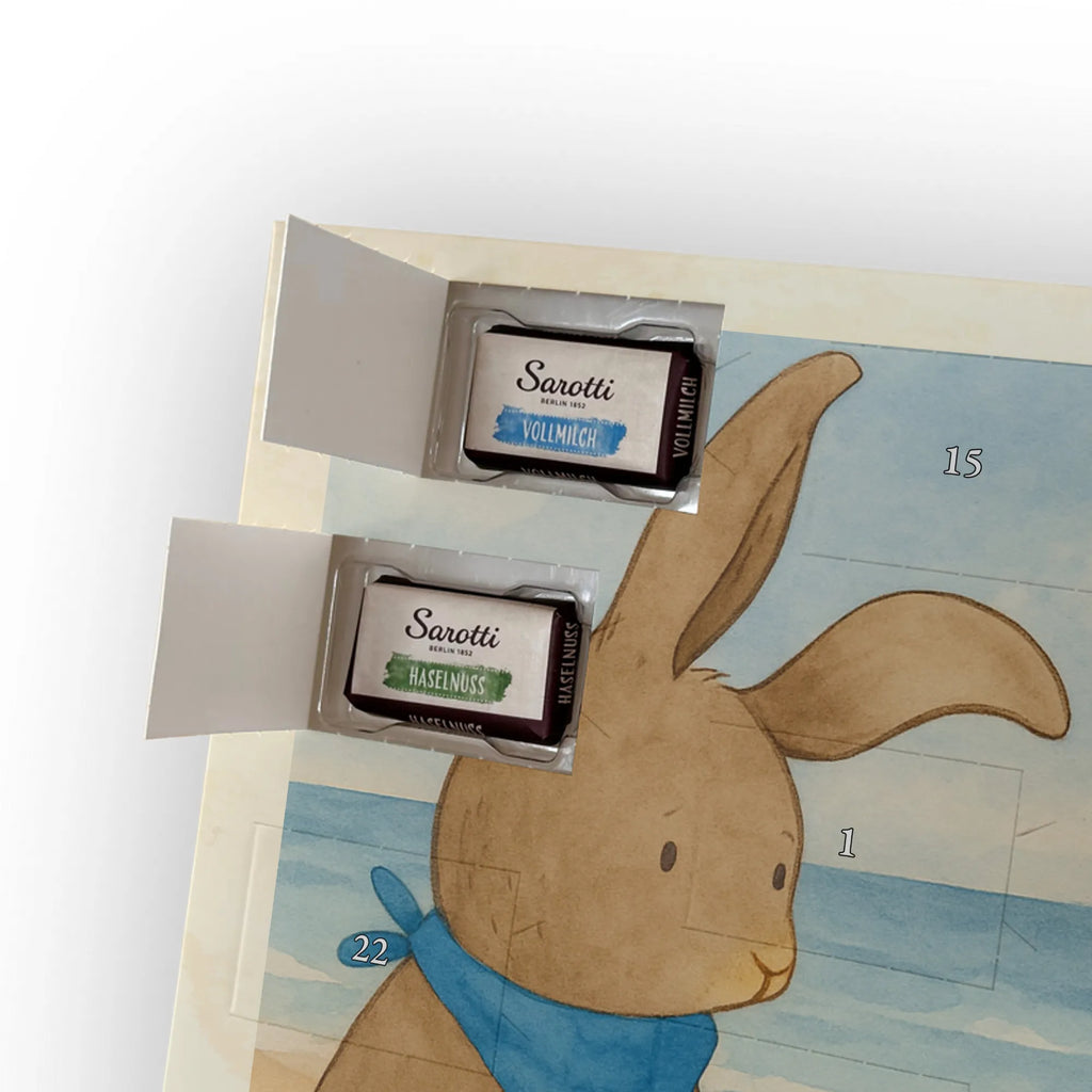 Chocolate advent calendar Bunnies with seashell Design Father's Day, Mother's Day, girlfriend, best friend, shells, rabbits, collecting shells, girlfriends