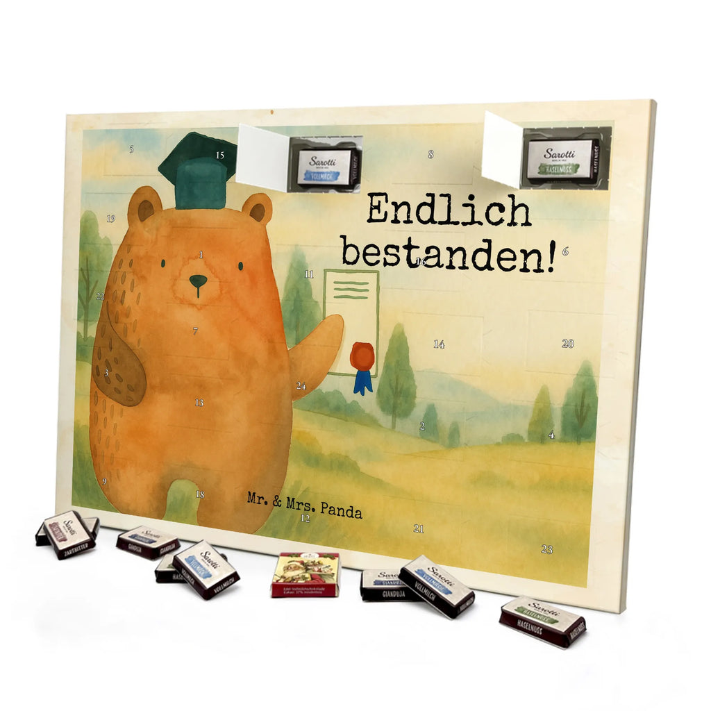 Chocolate advent calendar bear Test Design teddy bear, cuddly toy, diploma, degree, certificate, examinations, examination passed