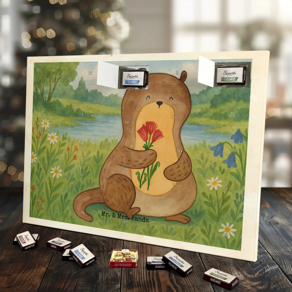 Chocolate advent calendar otter Bunch of flowers Design animal lover, marten, sea otter, European otter, water mammal, aquatic animal, baby otter, predator, water, otter gifts, gift ideas for animal lovers, animal, mammal, water animal, gifts for people in love, Otter Sea Otter Lake Otter