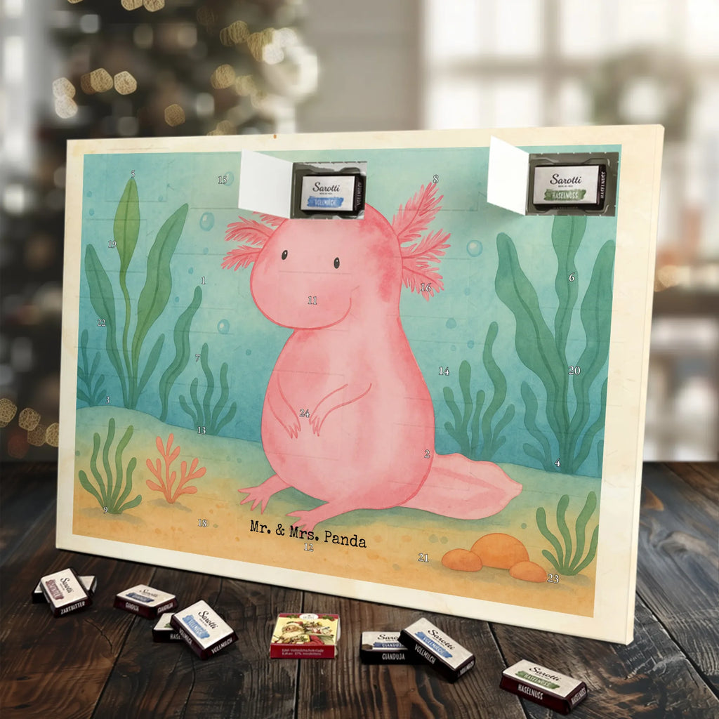 Chocolate advent calendar axolotl zero Design Axelotl, marine animals, Mexican walking fish, salamander, wisdom, worldly wisdom, contented, cheerful, lifestyle, girlfriend