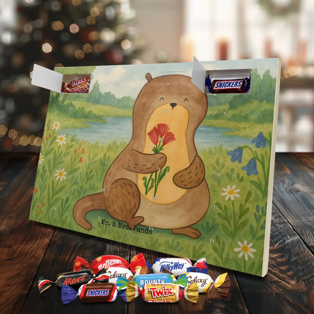 Chocolate advent calendar otter Bunch of flowers Design animal lover, marten, sea otter, European otter, water mammal, aquatic animal, baby otter, predator, water, otter gifts, gift ideas for animal lovers, animal, mammal, water animal, gifts for people in love, Otter Sea Otter Lake Otter
