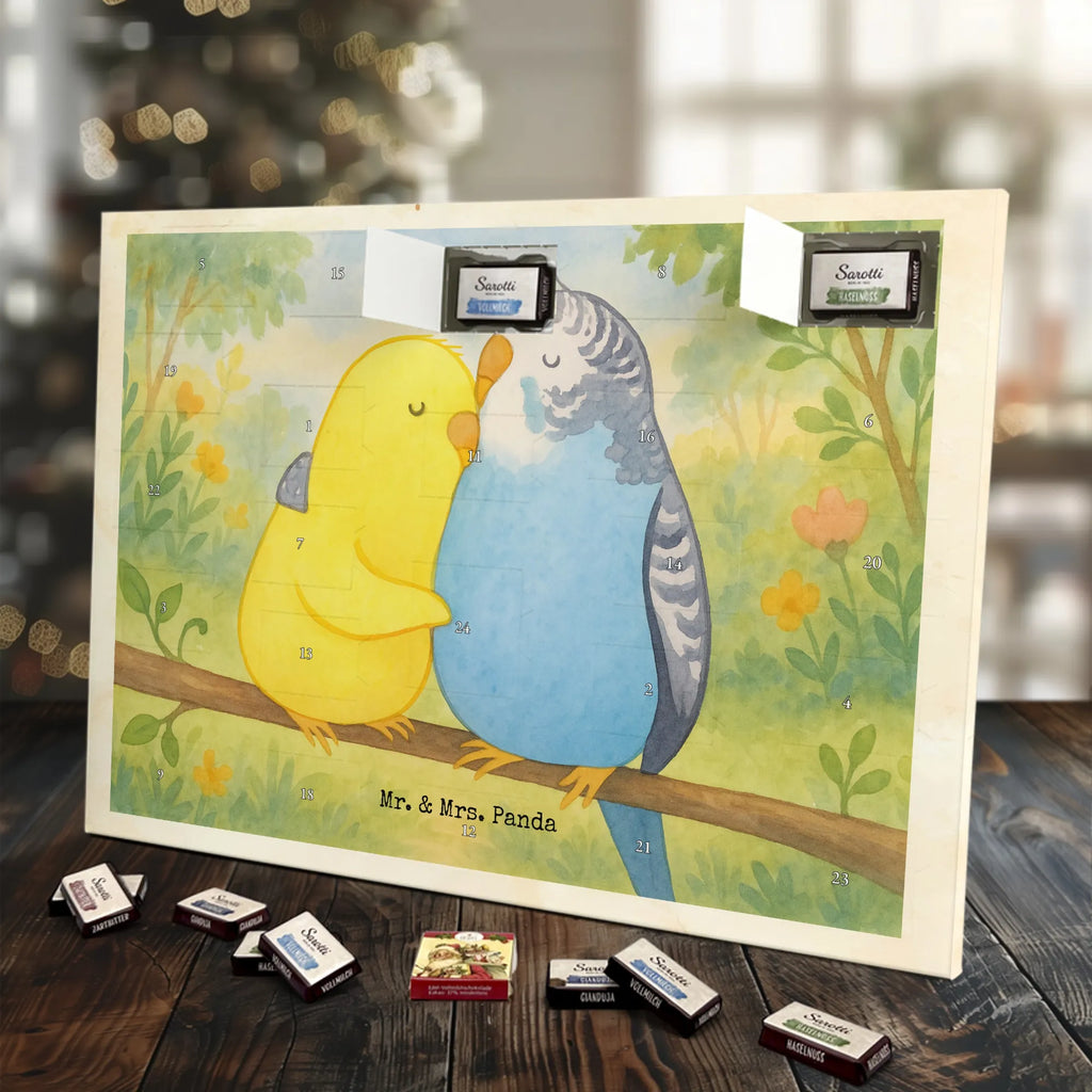 Chocolate advent calendar Parakeets in love Design Loving, Two, Together, Marriage, Proposal of marriage, Love gift, gift for her, gift for him, anniversary gift, trust, birds, closeness, budgie, cuddling