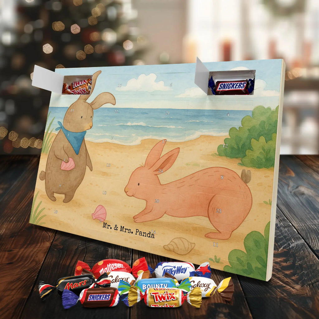 Chocolate advent calendar Bunnies with seashell Design Father's Day, Mother's Day, girlfriend, best friend, shells, rabbits, collecting shells, girlfriends