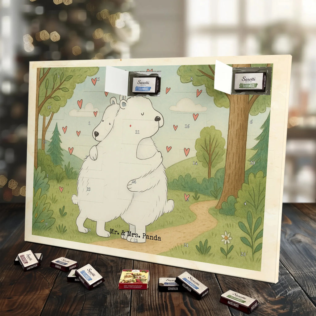 Chocolate advent calendar Icebear Embrace Design card, gift ideas, gifts, small animals, cute, cute animal motives, hand drawn, funny sayings, good mood, special gifts, animal lover