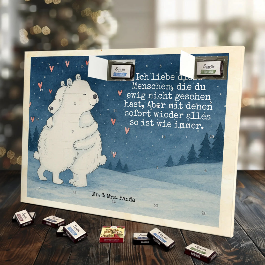 Chocolate advent calendar Icebear Embrace Design card, gift ideas, gifts, small animals, cute, cute animal motives, hand drawn, funny sayings, good mood, special gifts, animal lover