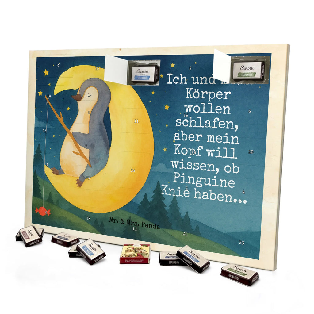 Chocolate advent calendar Penguin moon Design North Pole, Penguins, falling asleep, night's rest, penguins, guest room, bedroom, saying, insomnia, sleep