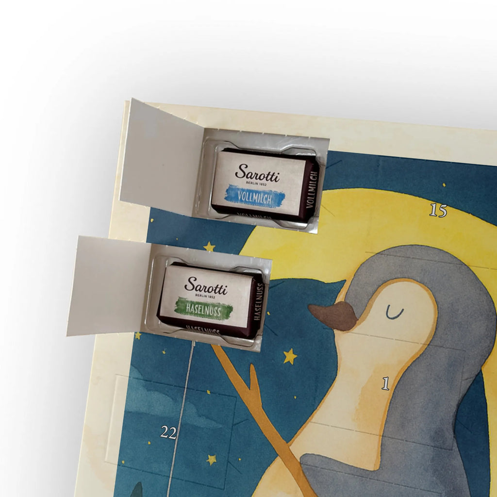 Chocolate advent calendar Penguin moon Design North Pole, Penguins, falling asleep, night's rest, penguins, guest room, bedroom, saying, insomnia, sleep