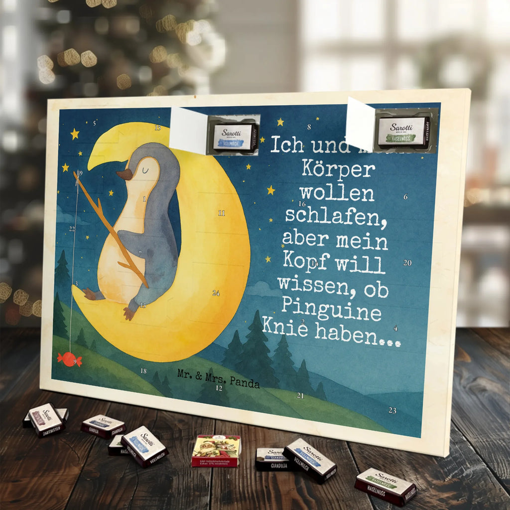 Chocolate advent calendar Penguin moon Design North Pole, Penguins, falling asleep, night's rest, penguins, guest room, bedroom, saying, insomnia, sleep