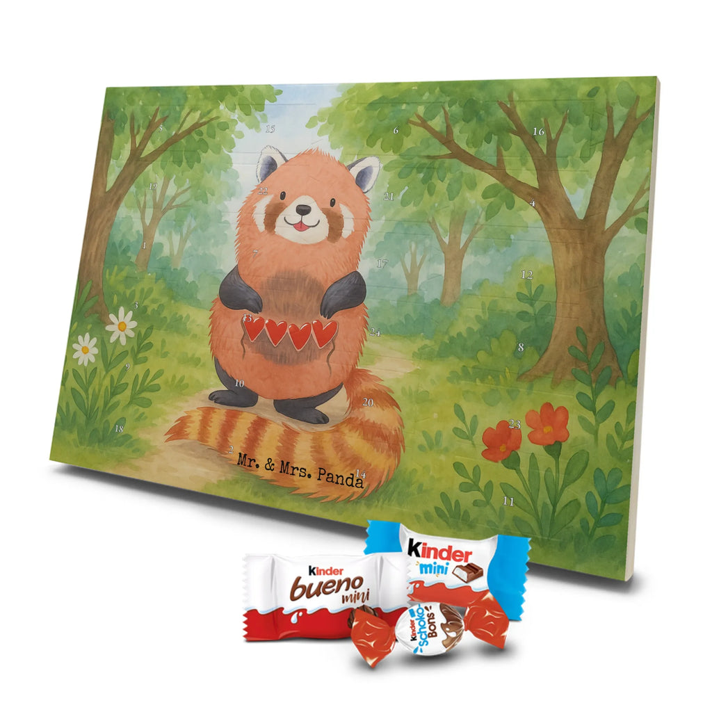 Chocolate advent calendar red panda Design card, gift ideas, gifts, small animals, cute, cute animal motives, hand drawn, funny sayings, good mood, special gifts, animal lover, darling, favourite person, red, heart