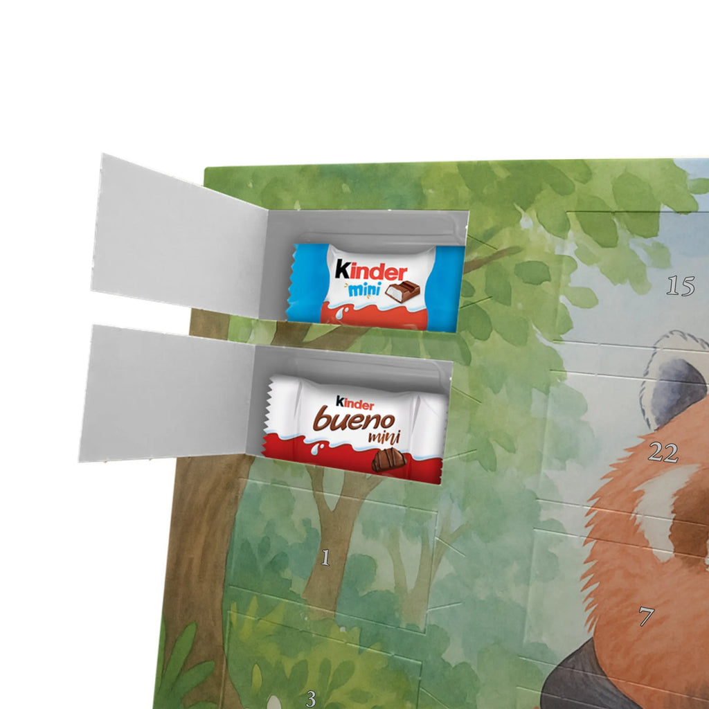Chocolate advent calendar red panda Design card, gift ideas, gifts, small animals, cute, cute animal motives, hand drawn, funny sayings, good mood, special gifts, animal lover, darling, favourite person, red, heart