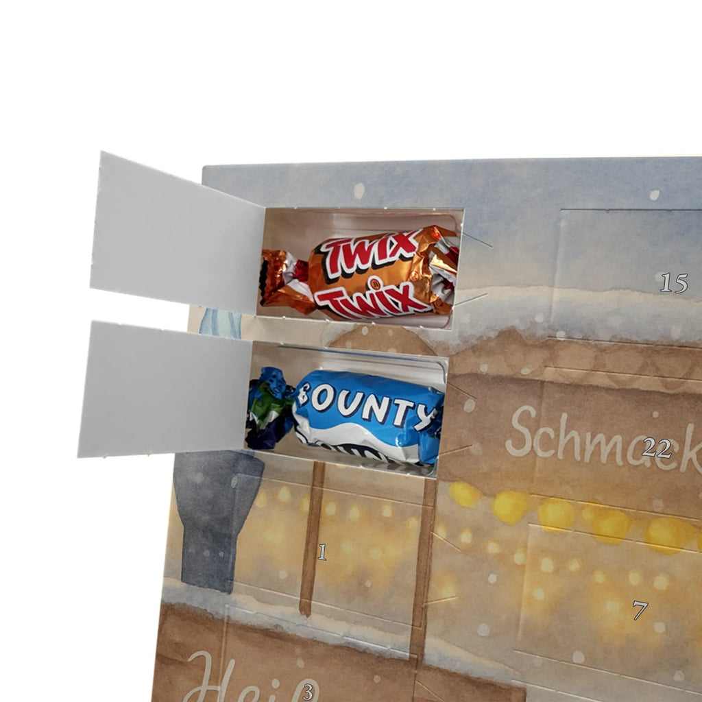 Chocolate advent calendar hedgehog Chestnuts Design Christmas time, snow