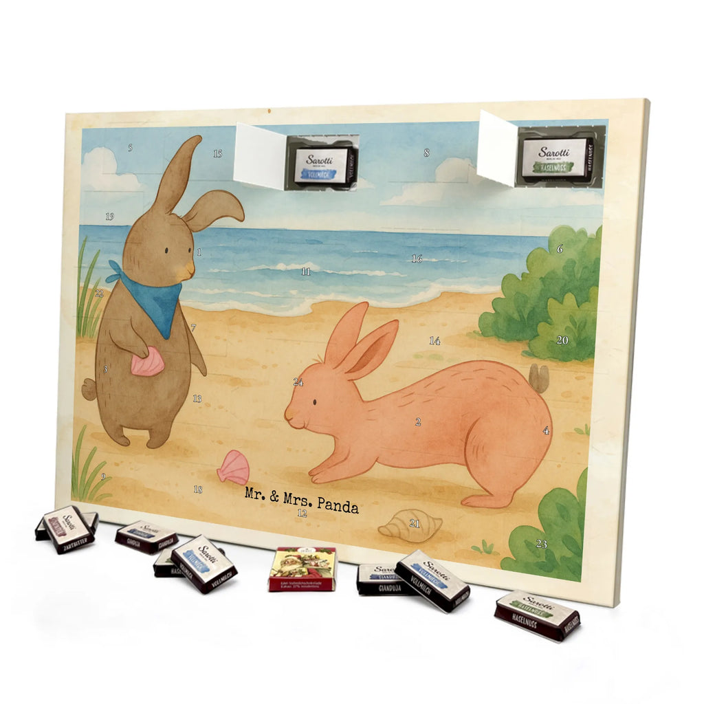 Chocolate advent calendar Bunnies with seashell Design Father's Day, Mother's Day, girlfriend, best friend, shells, rabbits, collecting shells, girlfriends