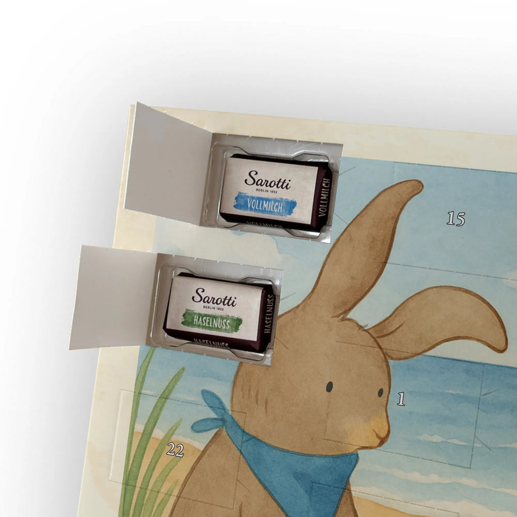 Chocolate advent calendar Bunnies with seashell Design Father's Day, Mother's Day, girlfriend, best friend, shells, rabbits, collecting shells, girlfriends