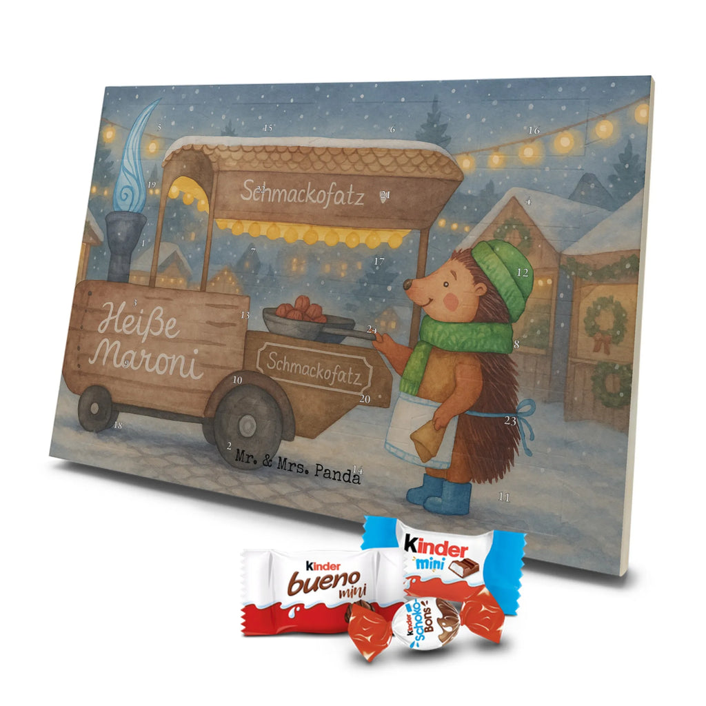 Chocolate advent calendar hedgehog Chestnuts Design Christmas time, snow