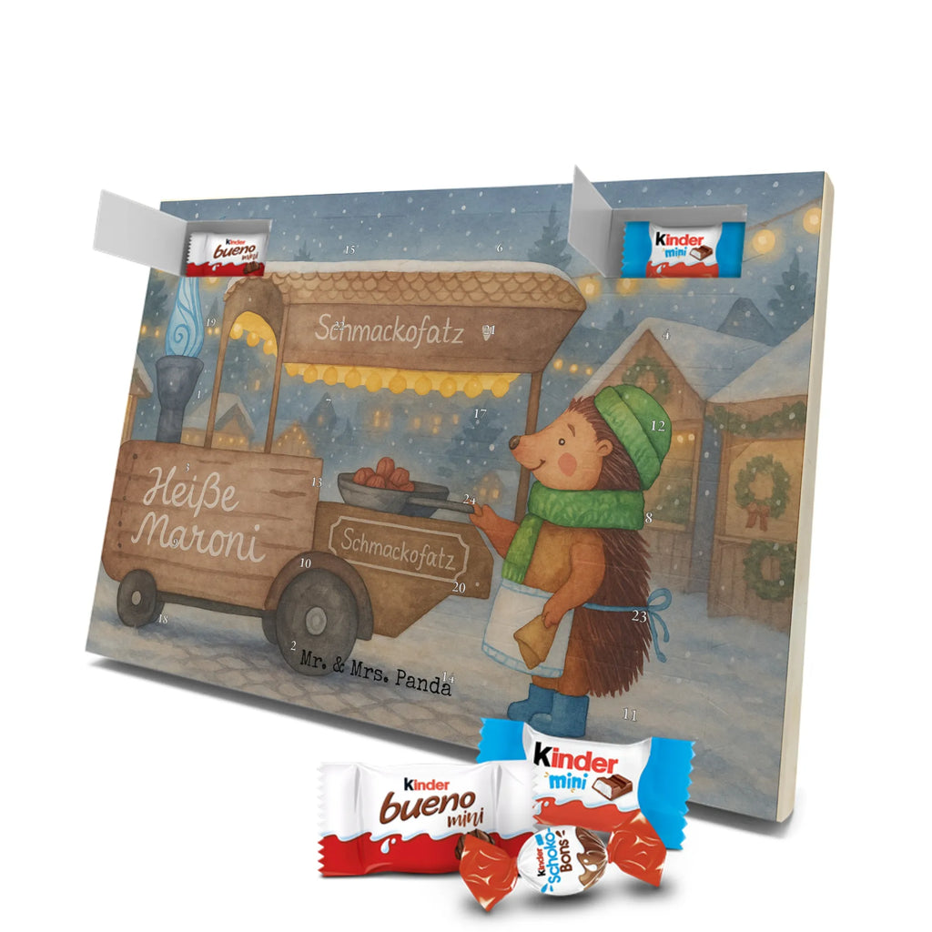 Chocolate advent calendar hedgehog Chestnuts Design Christmas time, snow