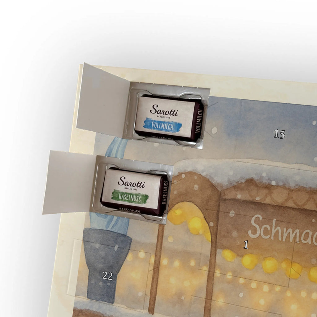 Chocolate advent calendar hedgehog Chestnuts Design Christmas time, snow