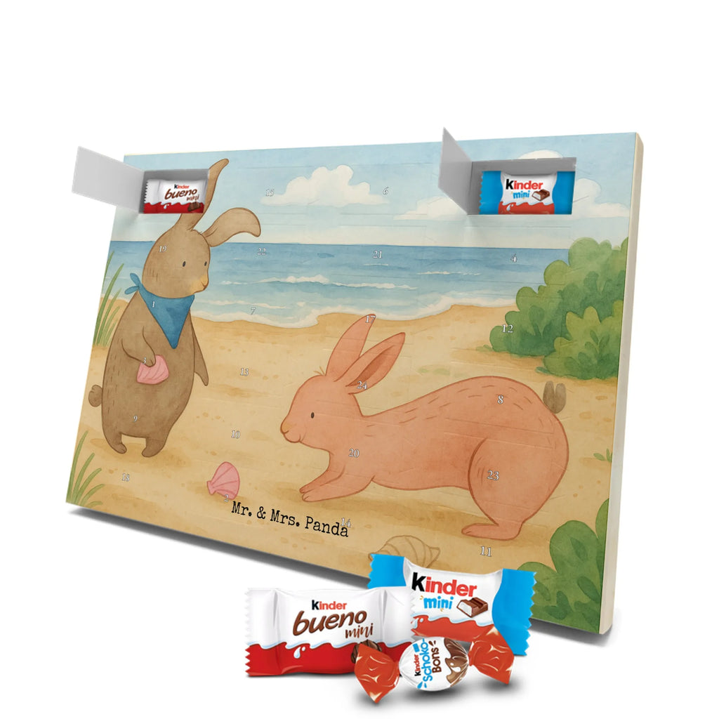Chocolate advent calendar Bunnies with seashell Design Father's Day, Mother's Day, girlfriend, best friend, shells, rabbits, collecting shells, girlfriends