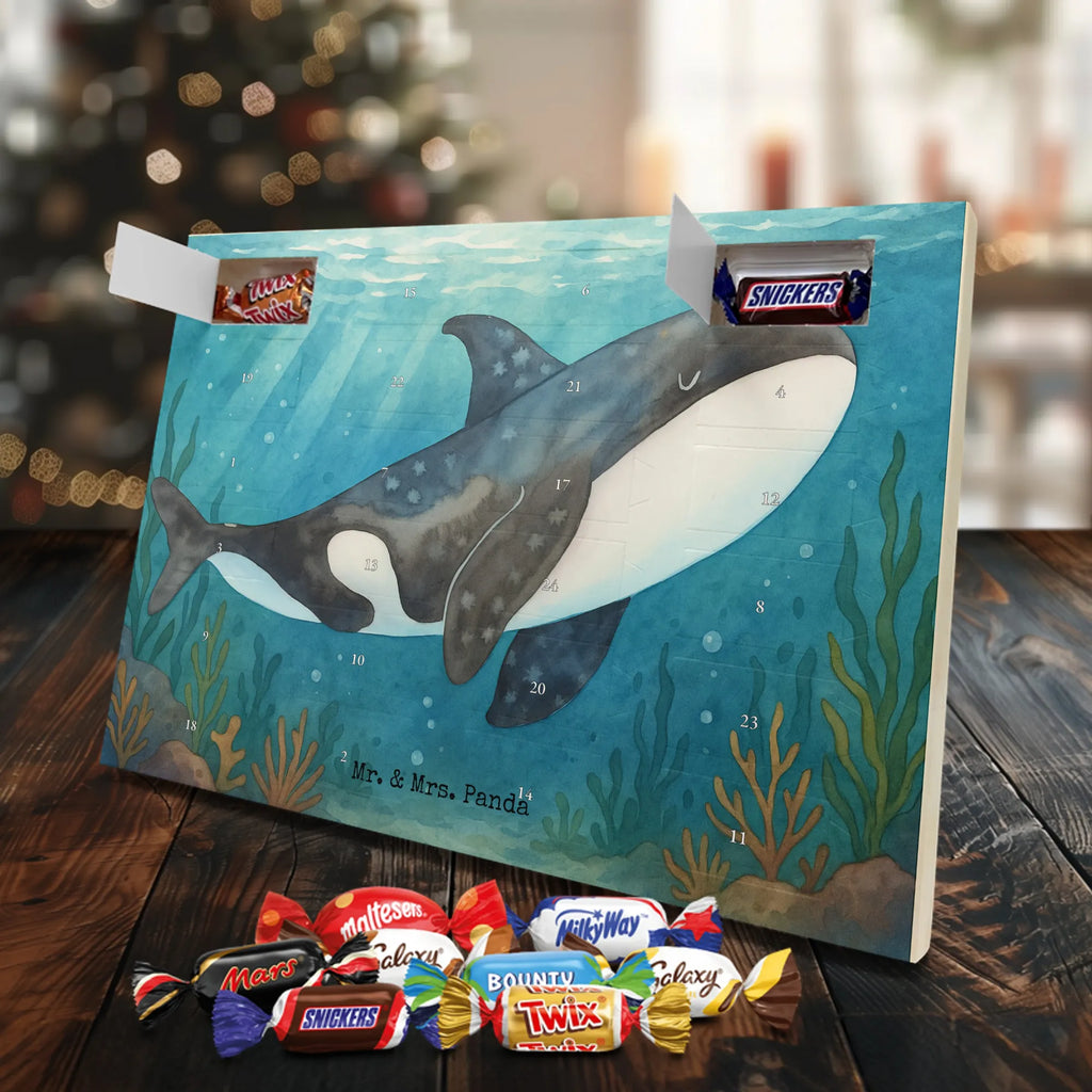 Chocolate advent calendar Orca Design gift ideas, vacation, Seafood, aquatic animals, ocean, shells, corals, reef, whale, narwhal, sea urchin, lobster, platypus, manatee, crocodile, shrimp, gifts for seafood lovers, water world, underwater animals, underwater world, deep sea, seafood fans, seafood decoration, seafood posters, killer whale, self-love, work, new start, opportunities