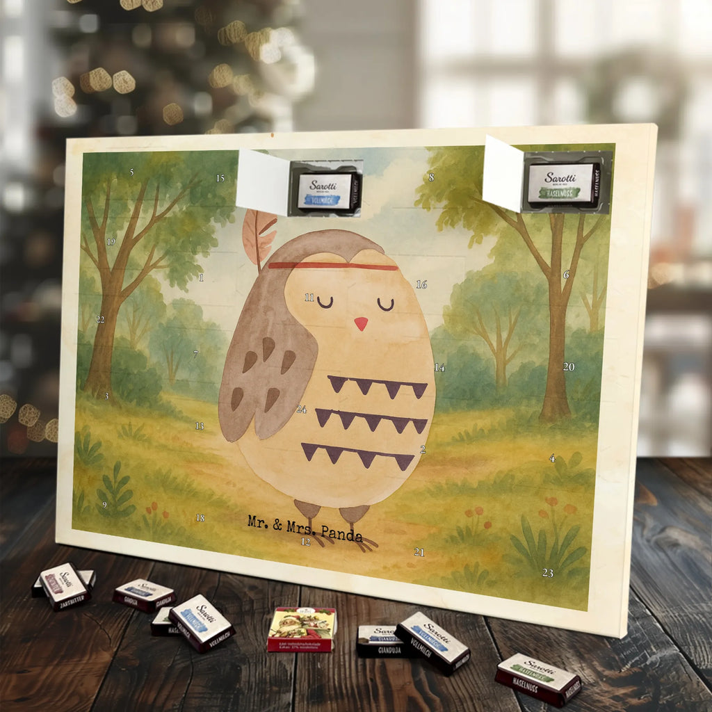 Chocolate advent calendar Owl feather headdress Design gift ideas, birthday present, forest animal, bird, nocturnal, illustrated, romantic gift, owl decor, Beautiful saying, Life is an adventure, Travel saying, Owl decoration, Indian saying, Feather decoration, Decoration