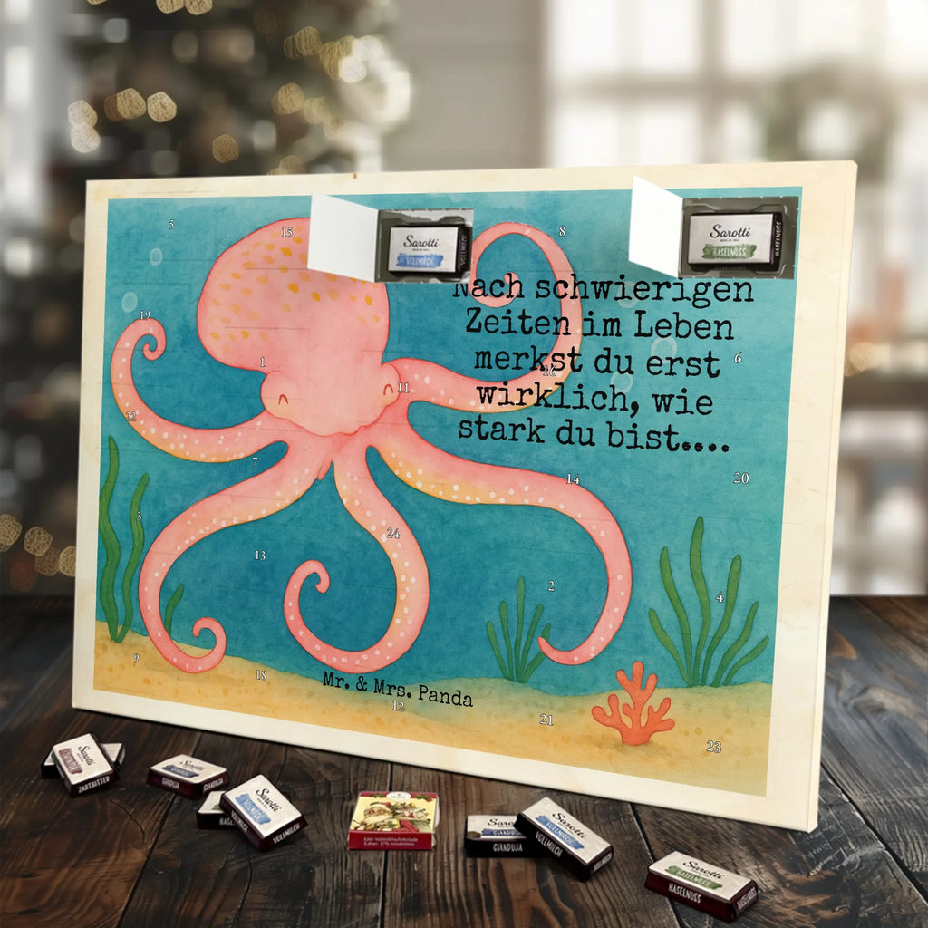 Chocolate advent calendar Squid Design card, gift ideas, gifts, small animals, cute, cute animal motives, hand drawn, funny sayings, good mood, special gifts, animal lover, ocean, water, octopus, arms, sea animal, squid