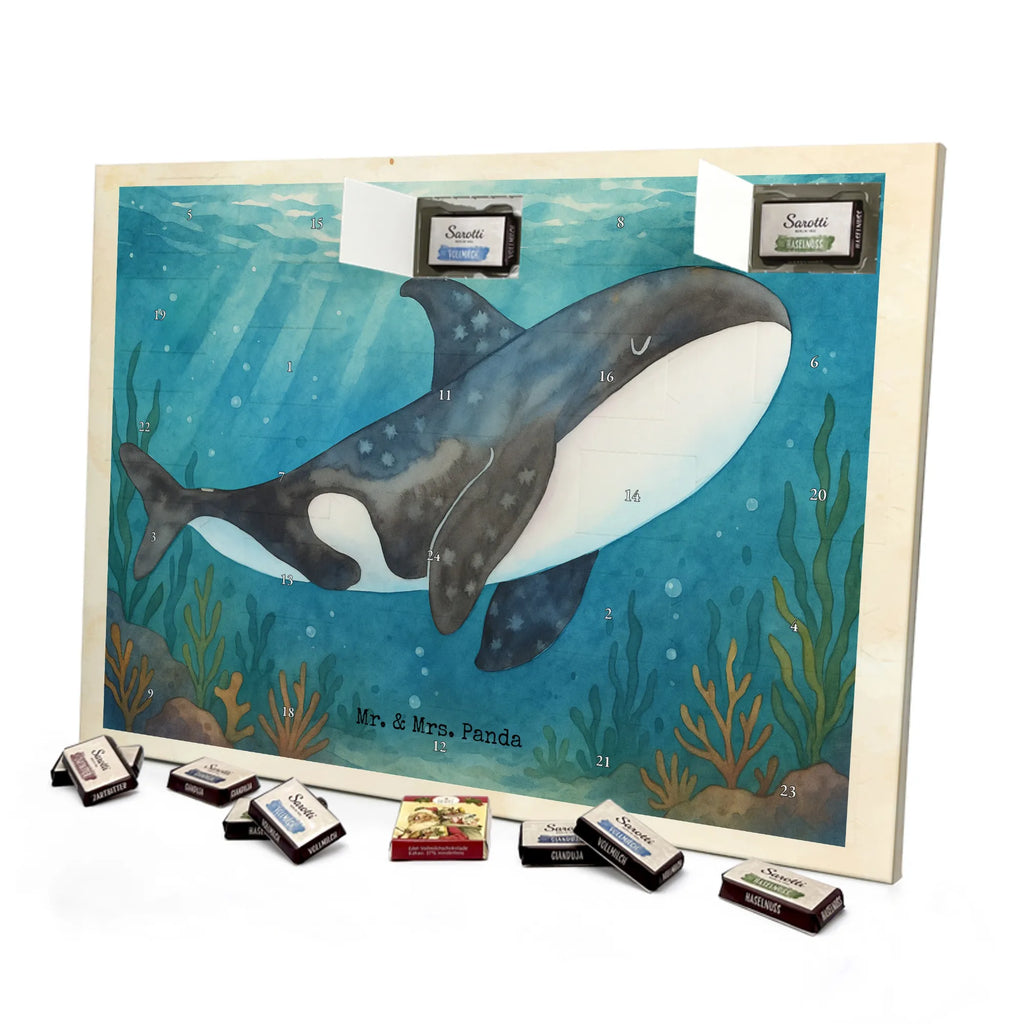 Chocolate advent calendar Orca Design gift ideas, vacation, Seafood, aquatic animals, ocean, shells, corals, reef, whale, narwhal, sea urchin, lobster, platypus, manatee, crocodile, shrimp, gifts for seafood lovers, water world, underwater animals, underwater world, deep sea, seafood fans, seafood decoration, seafood posters, killer whale, self-love, work, new start, opportunities