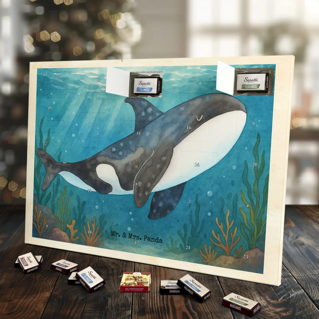 Chocolate advent calendar Orca Design gift ideas, vacation, Seafood, aquatic animals, ocean, shells, corals, reef, whale, narwhal, sea urchin, lobster, platypus, manatee, crocodile, shrimp, gifts for seafood lovers, water world, underwater animals, underwater world, deep sea, seafood fans, seafood decoration, seafood posters, killer whale, self-love, work, new start, opportunities