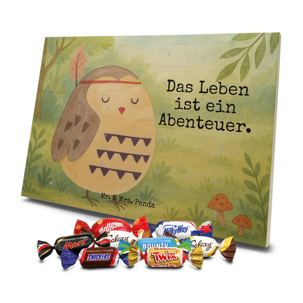 Chocolate advent calendar Owl feather headdress Design gift ideas, birthday present, forest animal, bird, nocturnal, illustrated, romantic gift, owl decor, Beautiful saying, Life is an adventure, Travel saying, Owl decoration, Indian saying, Feather decoration, Decoration